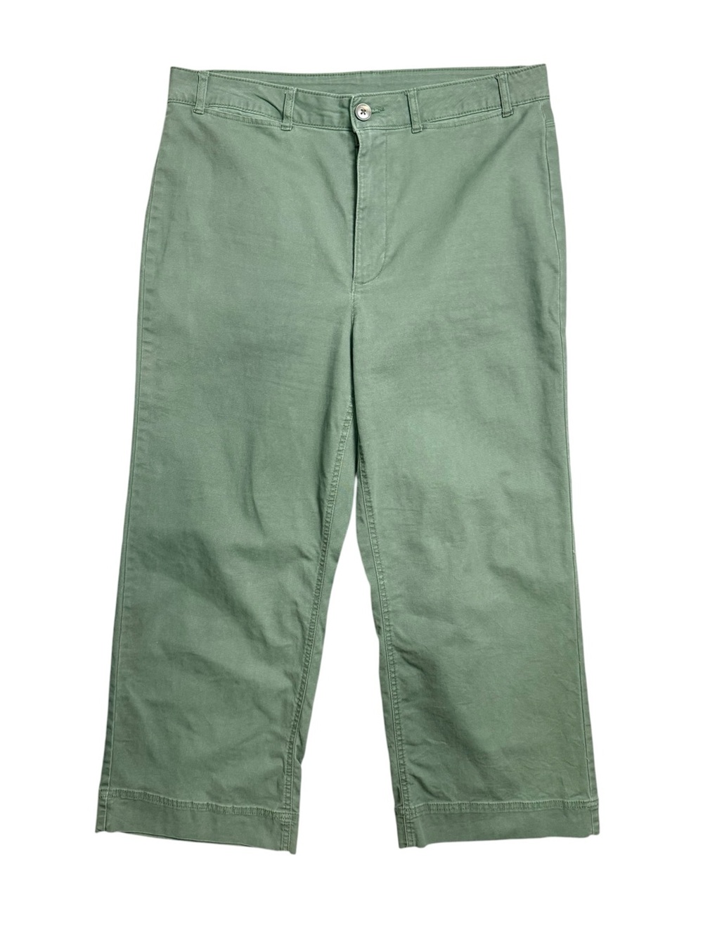 Old Navy Wide Leg Crop Pants Women’s 12 Sage Green Stretch Chino - Picture 2 of 8